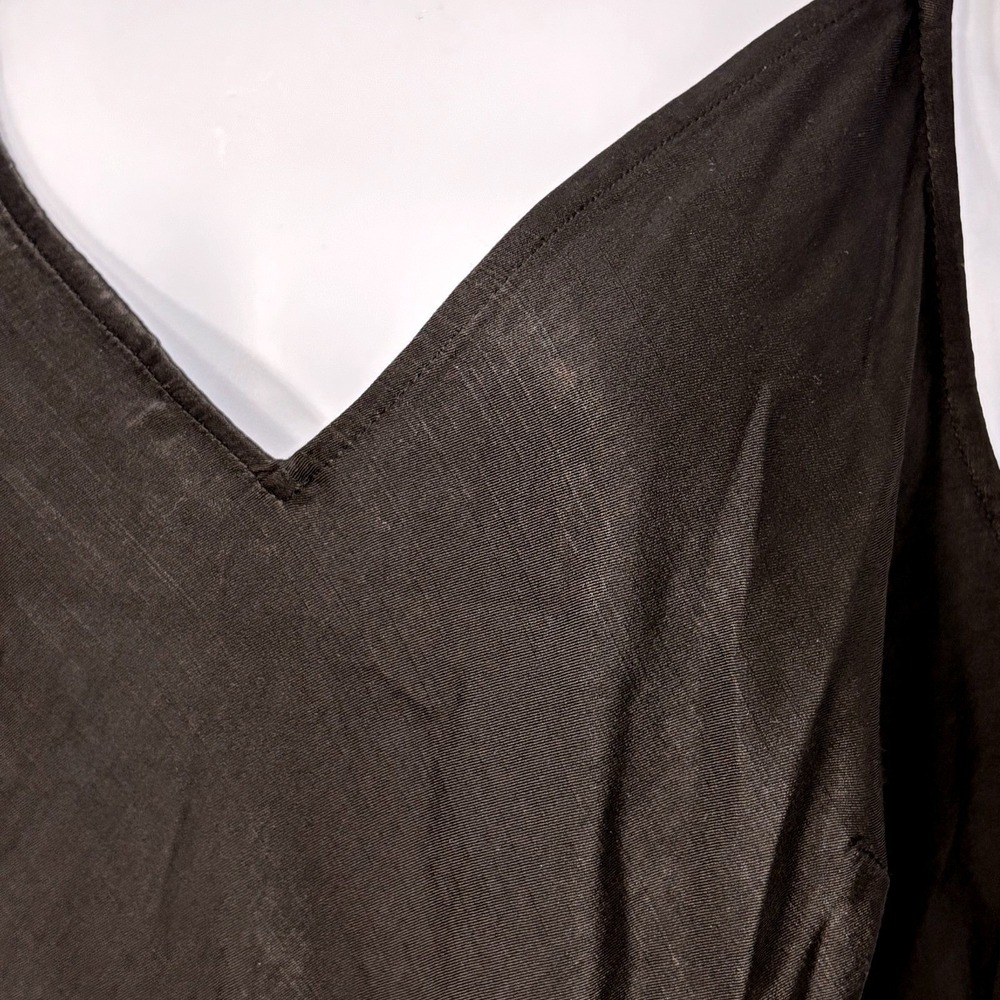 Black Satin Bias Cut Slip Dress Medium 90s Minimalist Indie Sleaze Dark Romantic - Picture 5 of 13